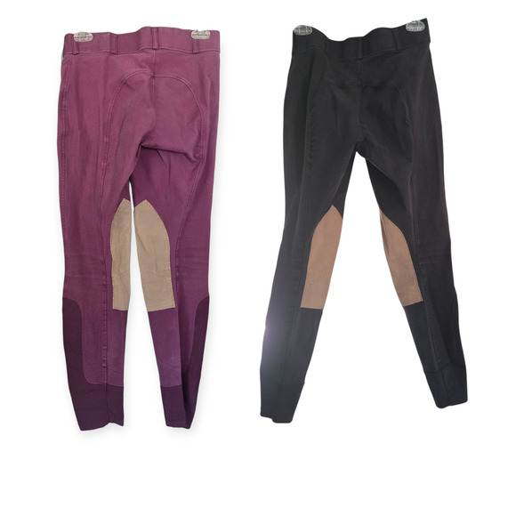 Dover Saddlery Equestrian Riding Pants Breeches Pair of Two Plum / Black Size 28 - Picture 2 of 5